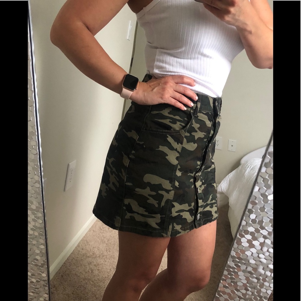 Camouflage Denim Skirt